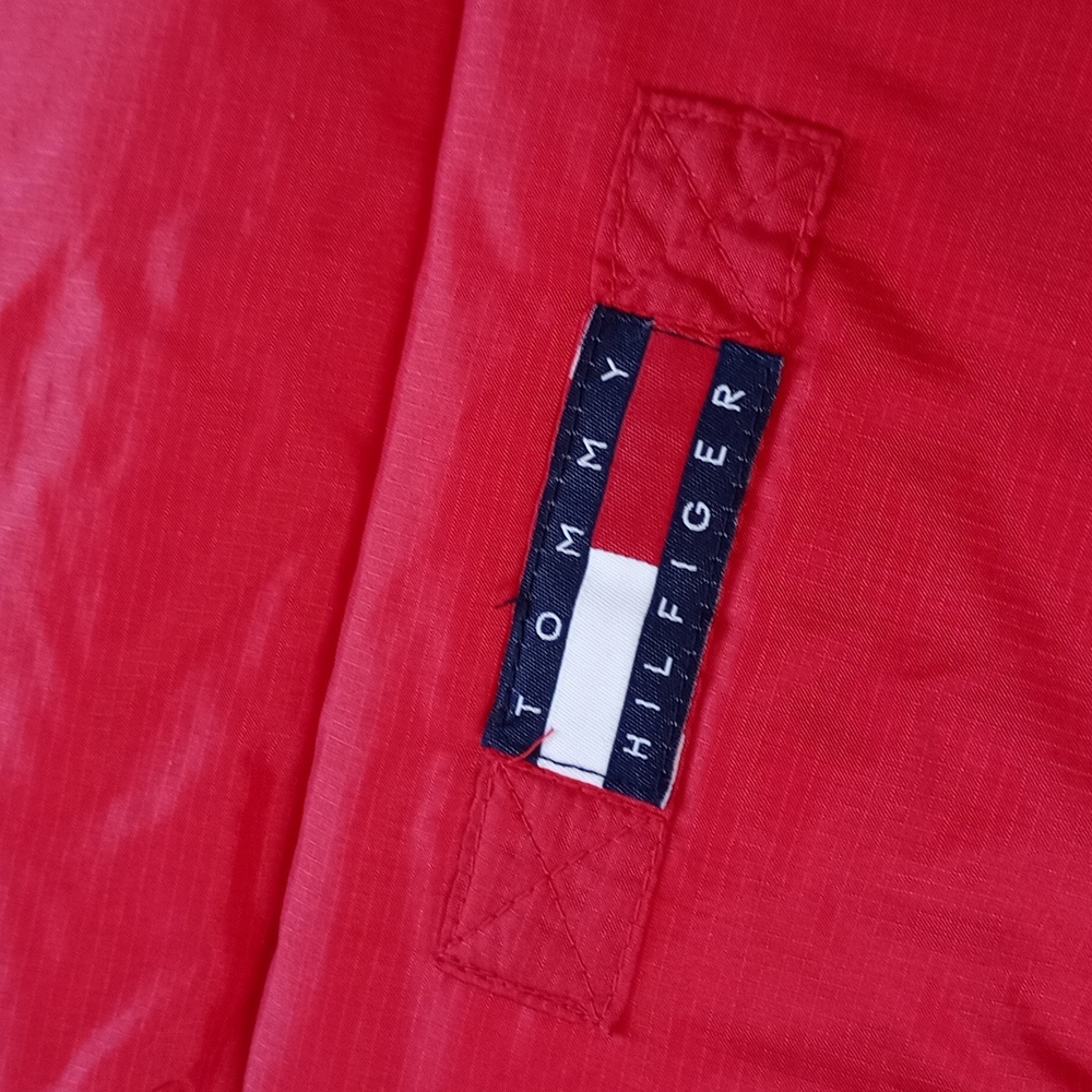 Vintage 90s Tommy Hilfiger Goose Down Puffer Jacket RED - Picture 11 of 14